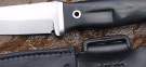 A large drop point Evolution, blade length: 110mm - standard sheath as Raven model, but shown here with a cost extra custom multi vertical carry scabbard type sheath. Prices from �225, model as seen at �272